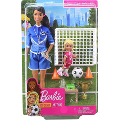 Barbie Soccer Football Coach Doll and Student Trophy and Accessories