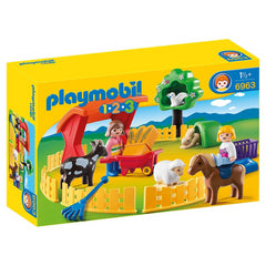 Playmobil 6963 1.2.3 Petting Zoo with Many Animals Construction Playset - Maqio