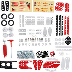 Meccano 10-in-1 Racing Vehicle Model Building Kit with 225 Parts and Tools