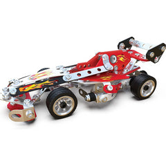 Meccano 10-in-1 Racing Vehicle Model Building Kit with 225 Parts and Tools