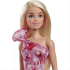 Barbie Holiday Doll Blonde with Red and White Dress and Pink Shoes