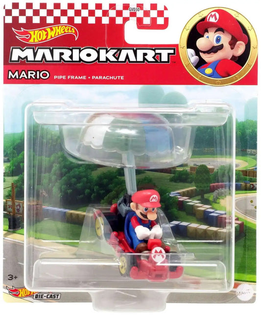 Hot Wheels Mario Kart Mario with Pipe Frame and Parachute Die-cast Vehicle