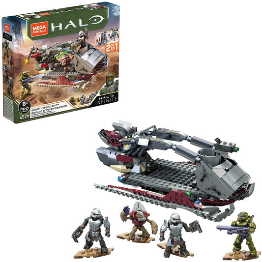 Halo Mega Construx Skiff Intercept Vehicle & 4 Action Figures