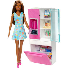 Barbie Mattel You Can be Anything Dark Skin Doll with Refrigerator Playset GHL85 - Maqio