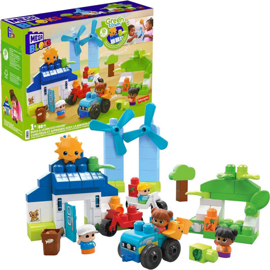 Mega Bloks Fisher-Price Building Blocks Town Build & Learn Eco House 88pcs