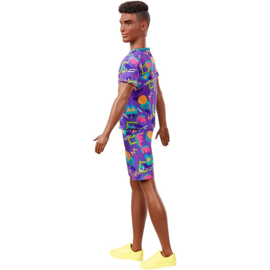 Barbie Ken Fashionistas Doll #162 Rooted Brunette Hair With Graphic Purple Top