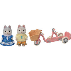 Sylvanian Families 5637 Tandem Cycling Set - Husky Sister & Brother