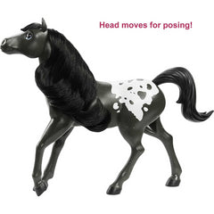 Dreamworks Spirit Untamed Black Hair Horse 8" & Moving Head - Pinto