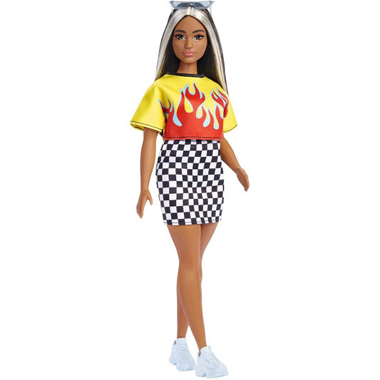 Barbie Fashionistas Curvy Doll #179 Long Highlighted Hair & Flame Crop Top