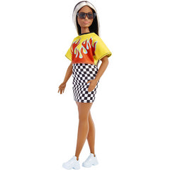 Barbie Fashionistas Curvy Doll #179 Long Highlighted Hair & Flame Crop Top