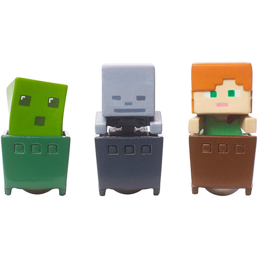 Minecraft FFK78 Minecart Slime Cube, Alex, Skeleton Figure 3 Pack of Toys - Maqio