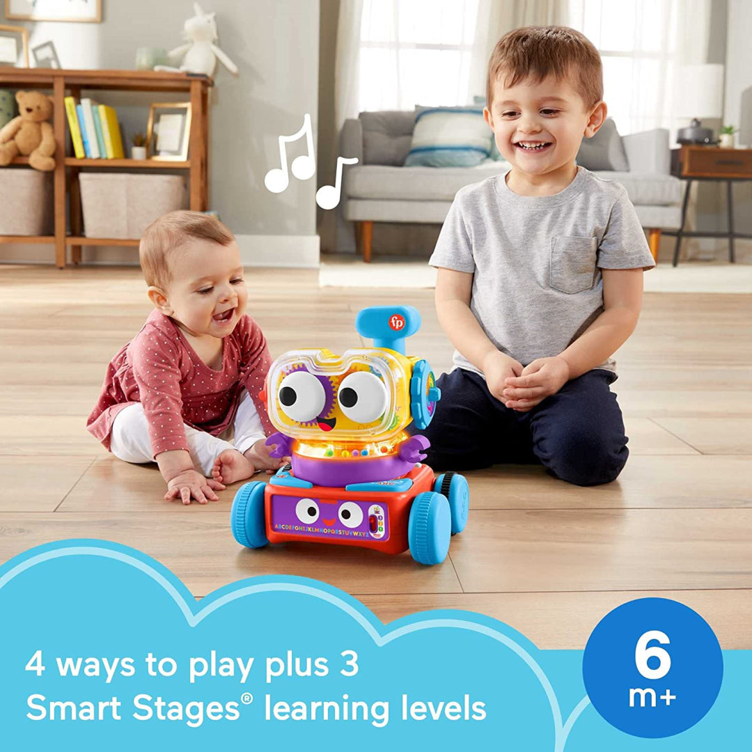 Fisher-Price 4-in-1 Learning Bot Interactive Toy Robot for Infants Toddlers  and Preschool Kids 