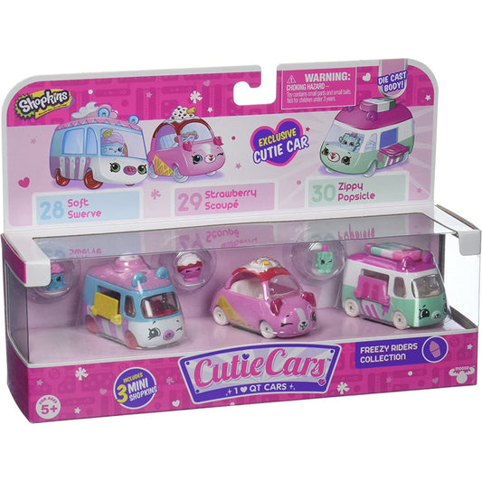 Shopkins Cutie Car Freezy Riders Toy 3 Vehicle Playset and Figures