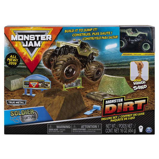 Monster Jam Kinetic Sand with Soldier Fortune Truck Vehicle - Maqio