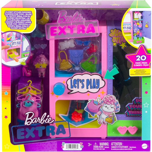 Barbie Extra Surprise Fashion Closet Playset with 20 Pieces & Pet Poodle