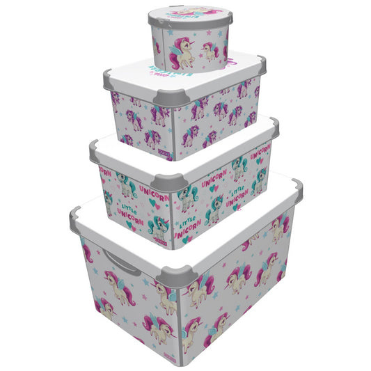 Maqio Plastic Storage Unicorn Decorative Boxes - Set of 4 - Maqio