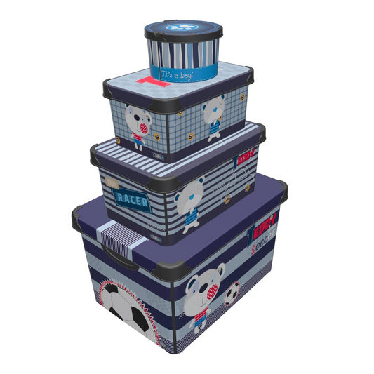 Maqio Plastic Storage Teddy Blue Decorative Boxes - Set of 4 - Maqio