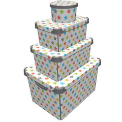Maqio Plastic Storage Coloured Stars Decorative Boxes - Set of 4 - Maqio