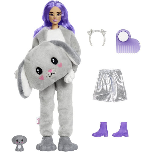 Barbie Cutie Reveal Doll with Puppy Plush and Grey Bunny Costume - 10 Surprises