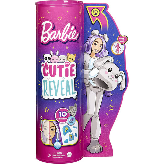Barbie Cutie Reveal Doll with Puppy Plush and Grey Bunny Costume - 10 Surprises