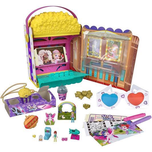 Polly Pocket Popcorn Un-Box It Movie Theater Theme 15+ Surprises