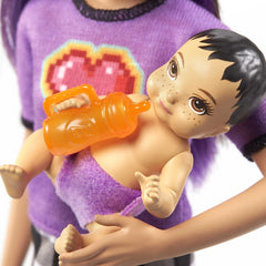 Barbie Skipper Babysitters Brown and Purple Hair Doll and Baby