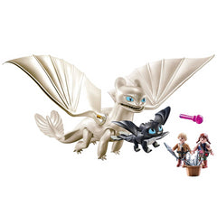 Playmobil 70038 DreamWorks Light Fury with Baby Dragon and Children - Maqio