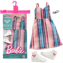 Barbie Clothes Fashion Pack By Roxy - Beach Stripe Dress & White Shoes