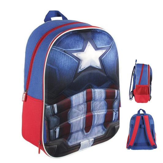 Marvel Captain America 3D Effect School Children Backpack  (Large) - Maqio