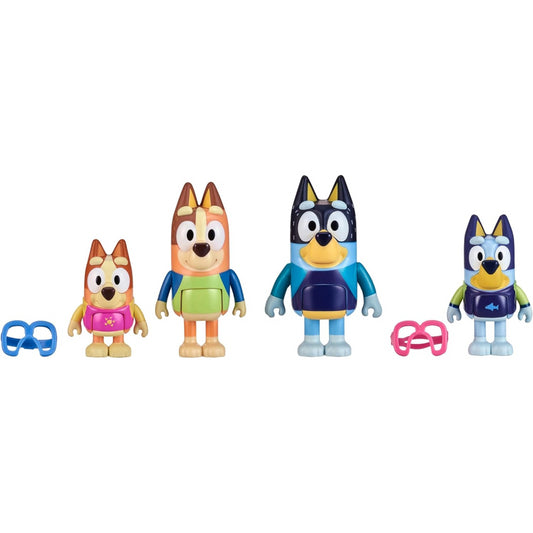 Bluey Family Day Figure 4 Pack Beach Visit with Goggles