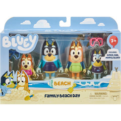 Bluey Family Day Figure 4 Pack Beach Visit with Goggles