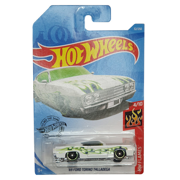 Hot Wheels Die Cast Vehicle Ford Torino Talladega 1969 White Maqio