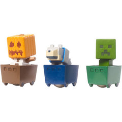Minecraft FFK79 Minecart 3 Pack of Snow Golem, Wolf and Creeper Toy Figures - Maqio