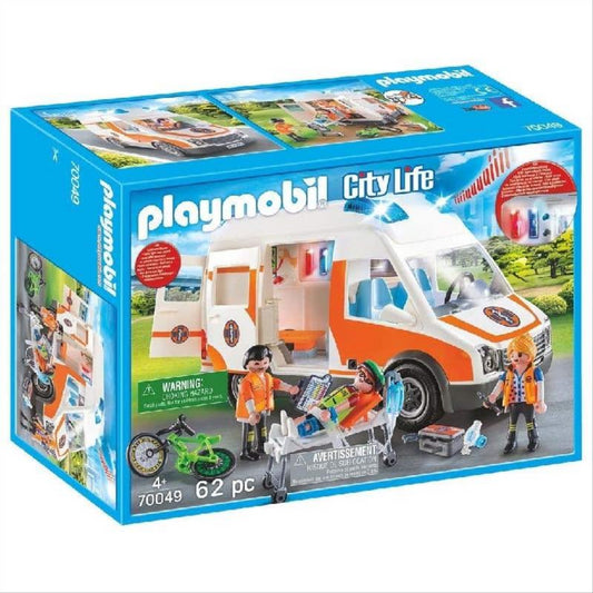 Playmobil 70049 City Life Hospital Ambulance with Lights and Sound - Maqio