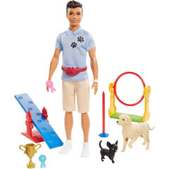 Barbie Ken Dog Trainer Playset with Doll 2 Dog Figures and Accessories
