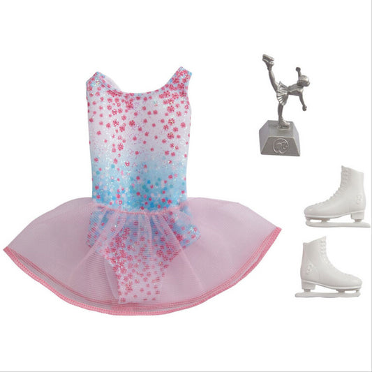 Barbie Ice Skating Outfit Fashion Pack Career Doll Clothes Trophy & Skates