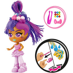 Curligirls Pop Teenage Play Doll Purple & Red Magic Hair 14cm - Hayli