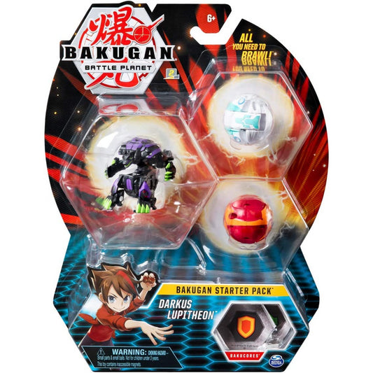 Bakugan Battle Planet Starter 3 Pack Action Figure Set  - Darkus Lupitheon