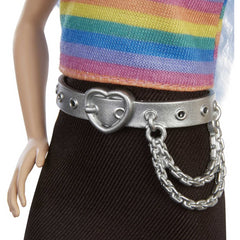 Barbie Doll #170 Collectable with Blue Frizzy Hair and Stripped Top