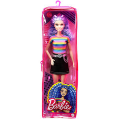 Barbie Doll #170 Collectable with Blue Frizzy Hair and Stripped Top