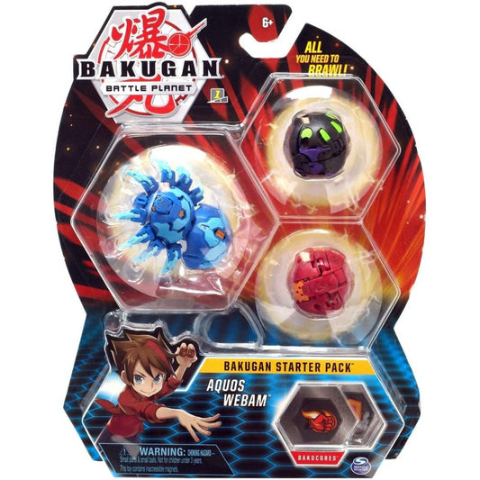 Bakugan Battle Planet Starter 3 Pack Action Figure Set - Aquos Webam