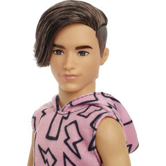 Barbie Ken Fashionistas Doll 193 Slender Rooted Brown Hair Lightning Bolt Hoodie
