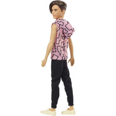 Barbie Ken Fashionistas Doll 193 Slender Rooted Brown Hair Lightning Bolt Hoodie