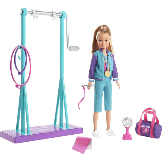Barbie Team Stacie Doll and Gymnastics Playset with Spinning Bar and Accessories