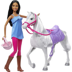 Barbie Doll & Horse Playset with Saddle Bridle & Reins 11.5'' Brunette Doll