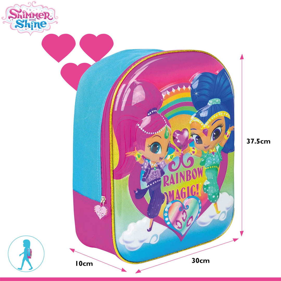 Shimmer and Shine 3D 'Rainbow Magic' Luxury High Gloss EVA Backpack/ Book bag, perfect for school, holidays and clubs - Maqio