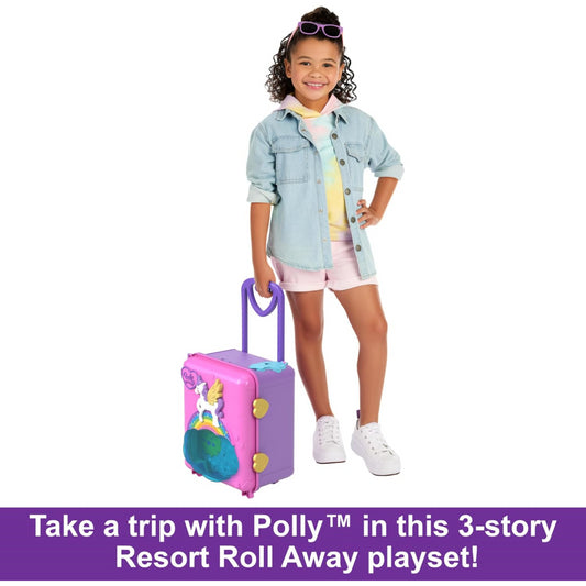 Polly Pocket Pollyville Resort Roll Away Playset with Rolling Wheels