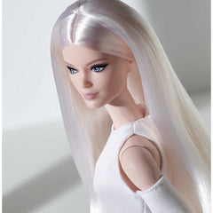 Barbie Signature Looks Doll Model #6 Fully Posable with White Dress