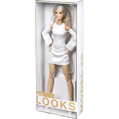 Barbie Signature Looks Doll Model #6 Fully Posable with White Dress