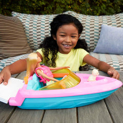 Barbie Doll and Boat Playset with Pet Puppy Life Vest